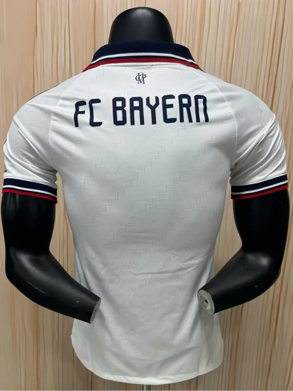 adidas White and Navy Bayern Munich Football Jersey with Red Trim